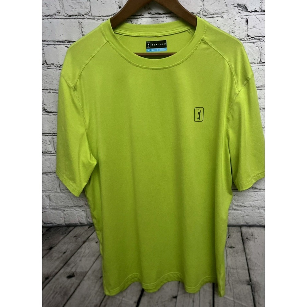 PGA TOUR Performance Stretch T-Shirt Men's‎ L Yellow Solid Crew Neck S/S